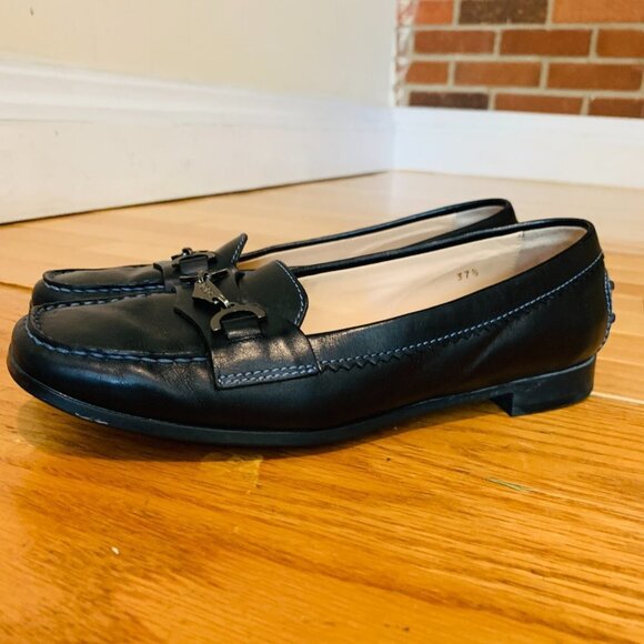 TOD’S Gommini Black Leather Driver Penny Loafers Woman's 7.5 EUR 37.5 - Picture 1 of 16